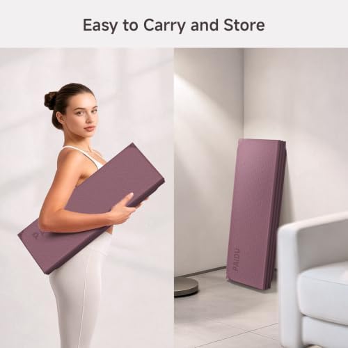 PAIDU Foldable Yoga Mat 10mm Thick, 75"x26" Non-Slip Fitness Exercise Mat