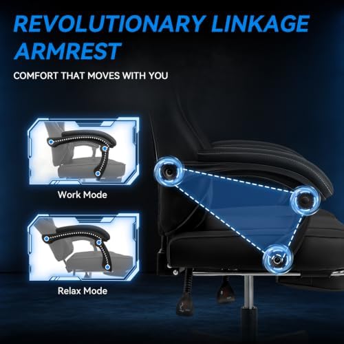 ELECWISH Ergonomic Gaming Chair, Reclining Computer Chair, Pure Black