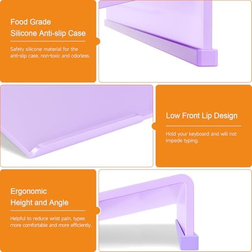 BEEGO Ergonomic Computer Keyboard Stand - Purple Acrylic Keyboard Riser Tilted Keyboard Holder Keyboard Tray with Purple Non-Slip Strip for Easy Typing at Home School Office Desk Accessories