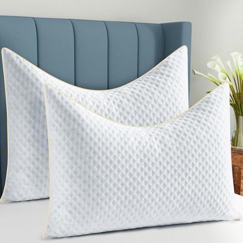 Side Sleeper Pillows Standard Size Set of 2 for Neck and Shoulder Pain, Memory Foam Bed Pillows 2 Pack for Sleeping, Medium Firm Curved Standard Pillows with Washable Cover