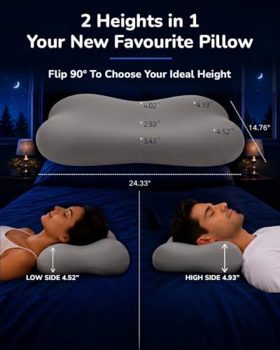 Cervical Neck Pillow for Sleeping, Memory Foam Pillows, Grey