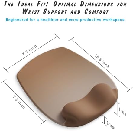 ErgoFlow Gel Wrist Rest Mouse Pad - Ergonomic Cushion for Desk, Cute Aesthetic Computer Decor for Women; Small Mousepad Mat&Laptop Pads - Office Home Support & Ergo Accessories Supplies(02Mocha Sand)