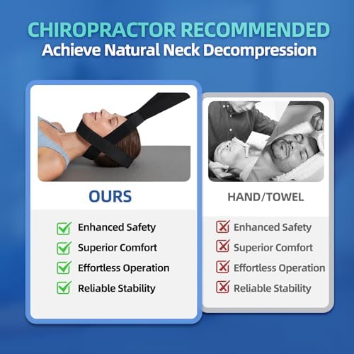 Y Neck Strap Traction Device for Pain Relief, Cervical Neck Stretcher with Comfort Handle and Chin Strap, Spine Chiropractic Decompression Tool