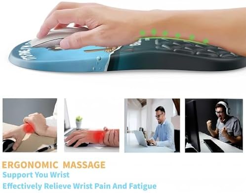 Ergonomic Mouse Pad Wrist Support with Massage Design,Funny Dog Wrist Rest Pain Relief Mousepad with Memory Foam,Mousepad for Wireless Mouse