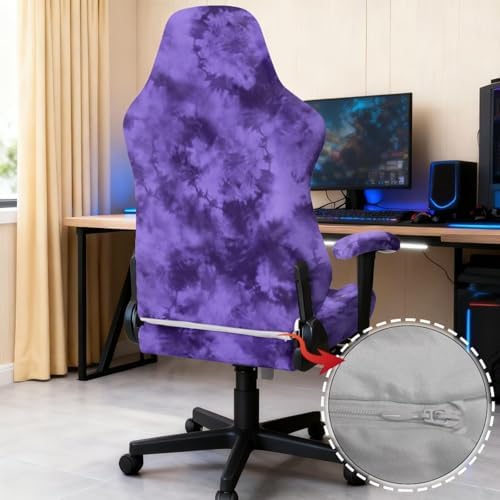 Tie Dye Print Gaming Chair Cover with Armrest Covers Non Slip Anti Scratch Furniture Protector Stretchable Stain Resistant Gamer Chair Slipcover