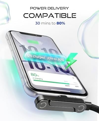USB C to USB C Cable, 240W Fast Charging Cable with Built-in Phone Stand