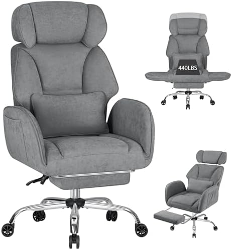 HOFFREE Criss Cross Chair with Wheels for Gaming,Reading,Working(Grey)