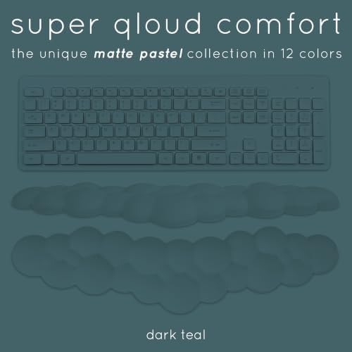 Cloud Keyboard Wrist Rest – Create-ables Qloud Cloud Wrist Rest for Computer Keyboard and Mouse, Ergonomic Memory Foam Wrist Pad with Non-Slip Base, Includes Cloud Mouse Pad – Dark Teal