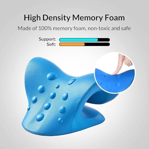 Elevon Neck Stretcher & Cervical Traction Device, Chiropractic Pillow for Neck Pain Relief, TMJ & Spine Alignment, Ergonomic C-Shaped Design with Massage Nodes
