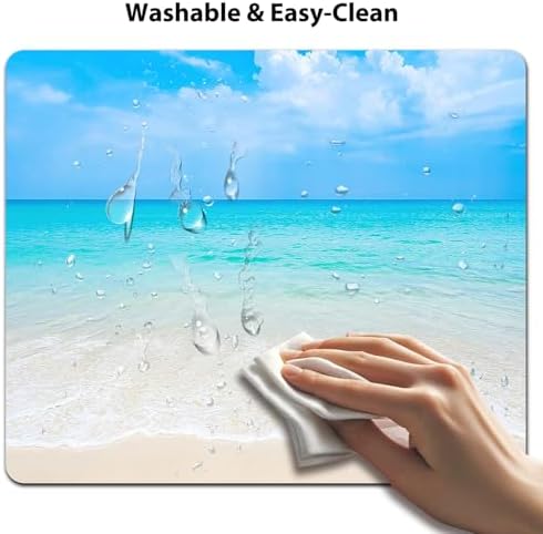9.5x7.9 Inch Office/Gaming Mouse Pad, Tropical Sandy Beach Turquoise Sea Ocean Coastal Paradise, Cute Anti-Slip Mat for Desk Decor