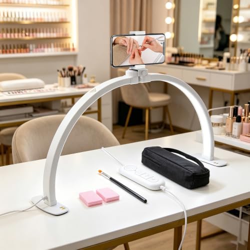 SHIVARA Nail Light for Desk, 29" Half Moon Light for Nail Desk, White