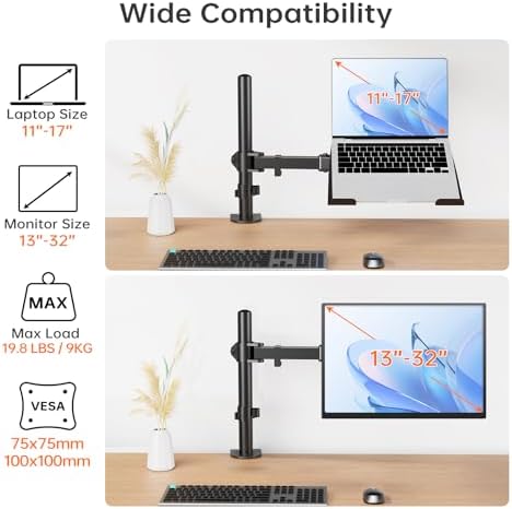 Afaloona 2-in-1 Monitor & Laptop Stand for 13-32" Monitor or 11-17" Laptop