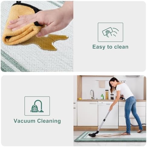KIMODE Anti Fatigue Kitchen Mats, Green Farmhouse Kitchen Rugs Non Slip