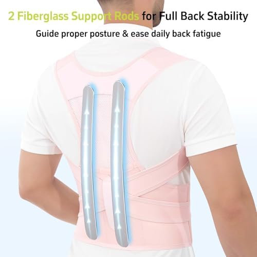 Posture Corrector for Women and Men Back Brace Support Straightener Scoliosis Upper Spine Instant Upright Hunchback Correction Kyphosis Fixer Adjustable Shoulder Straps Breathable (Pink XL)
