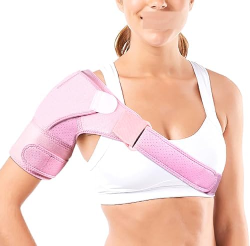 Pink Shoulder Brace, Adjustable Large Size Shoulder Support for Men and Women Spoorts and Relife of Pain (Pink)