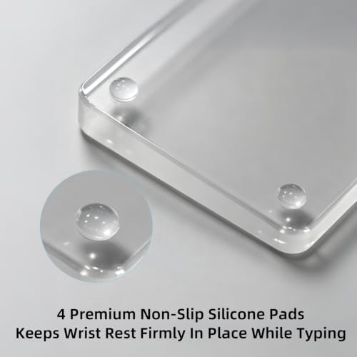 Translucent Acrylic Wrist Rest Compatible with NuPhy Air65 Air75 65% 75% Low Profile Mechanical Keyboard, Ergonomic Palm Pad with Anti Slip Silicone Base, Diffuses Keyboard RGB Light
