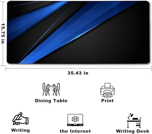 Desk Pad Large Gaming Mouse Pad Extended Keyboard Mouse Mat,Black Blue