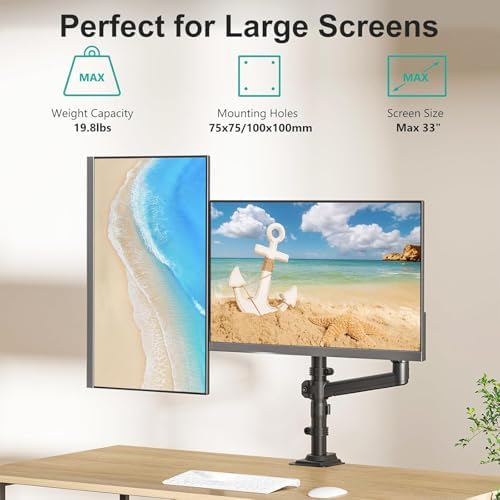 WALI Tall Dual Monitor Desk Mount for 13-33 inch Screens, 19.8 lbs per Arm