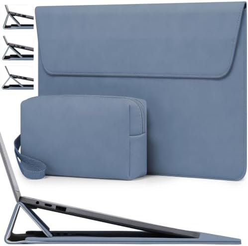 HYZUO 15 Inch Laptop Sleeve Case Bag with Adjustable Stand, Haze Blue