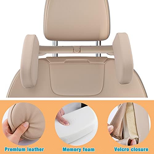 Car Headrest Pillow, Roadpal Adjustable Sleeping Headrest for Car Seat, Head Neck Support Rest Pillows for Kids Adults Travel, Only fit for Car Seat Headrest with Poles-Beige