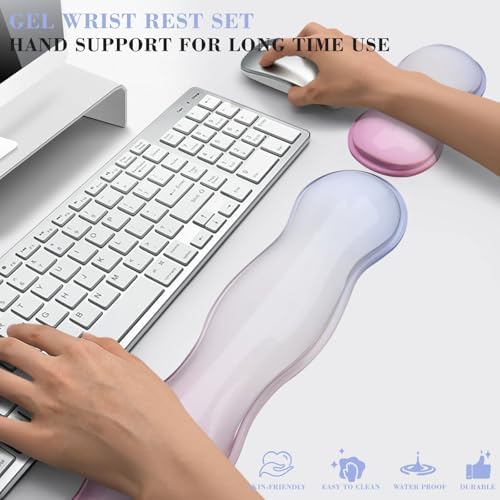 Gel Wrist Rest for Keyboard and Mouse, Wrist Rest for Keyboard, Mouse Wrist Support, Pain Relief, Cool Touch, Non-Skid, Wrist pad Set