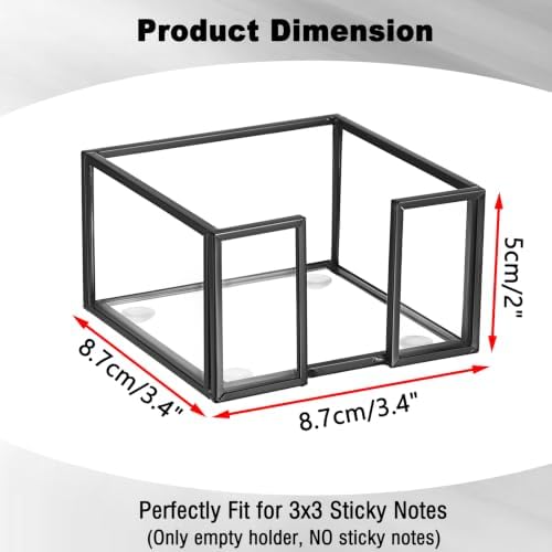 BTSKY Metal Glass Sticky Note Holder for 3x3 Inch Sticky Notes