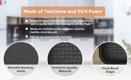 J&V TEXTILES Kitchen Runner Rugs Anti-Fatigue mats,Non Slip Waterproof Ergonomic Comfort Mat for Kitchen, Floor Home, Office, Sink, Laundry (Bon Apetit, 20" x 36")