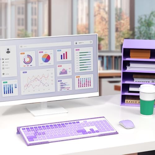 Ergonomic Computer Keyboard Stand - 17 Inch Glitter Purple Acrylic Keyboard Riser for Desk Tilted Keyboard Holder Tray with Non-Slip Strip for Home Office Easy Typing & Working