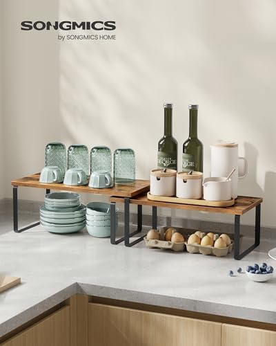 SONGMICS Cabinet Organizer Shelf, Set of 4 Spice Rack, Kitchen Storage