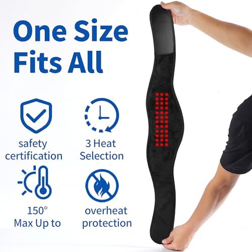 Red Light Cordless Neck Heating Pad with Vibration Massage for Neck Pain Relief, Heat Pad for Neck with 3000mAh Battery, Heated Neck Massager for Soreness Stiffness, 3 Levels Heat & Massage