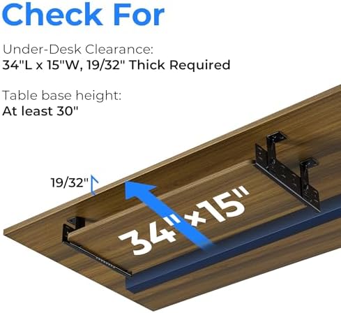 EUREKA ERGONOMIC Adjustable Keyboard Tray Under Desk, 28x11 Inch Large Slide Out Keyboard & Mouse Platform Tray, Wooden Pull Out Computer Keyboard Drawer for Typing Home Office Desk, Walnut