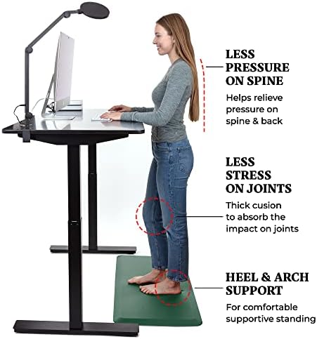Zulay Home Large 20 x 39 Inch Anti Fatigue Floor Mat - 3/4 Inch Thick Cushioned Kitchen Mats for Standing - Comfortable Padded Floor Mats for Standing Work Desk - Memory Foam Kitchen Mat - Green
