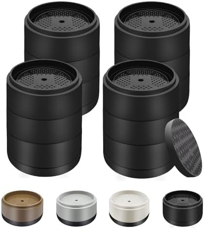 Furniture Risers Bed Risers Heavy Duty 1 inch, 2 inch, 3 inch, 4 inch Round Adjustable Bed Lifts Riser for Desk Legs Table Couch Sofa Chair Refrigerator Washing Machine (1+1+1 Inch, Black, 4 Pack)