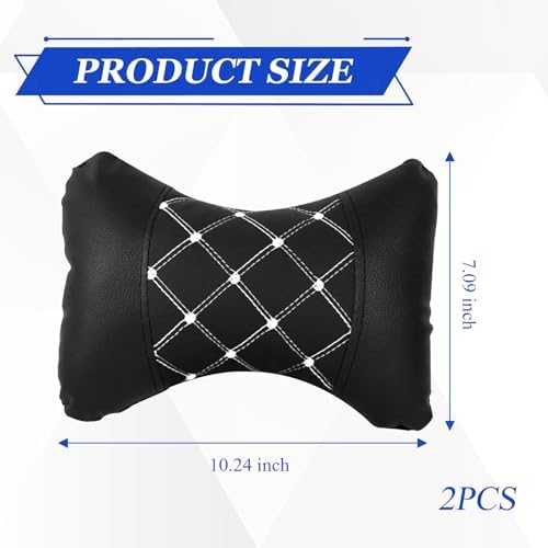 Wuyaoyao 2PCS Car Neck Pillow, Soft Breathable Headrest Pillow for Cars, Comfortable Auto Seat Neck Support Pillows, Vehicle Head Rest Cushion for Driving Fatigue Relief, Car Accessories (Black+White)