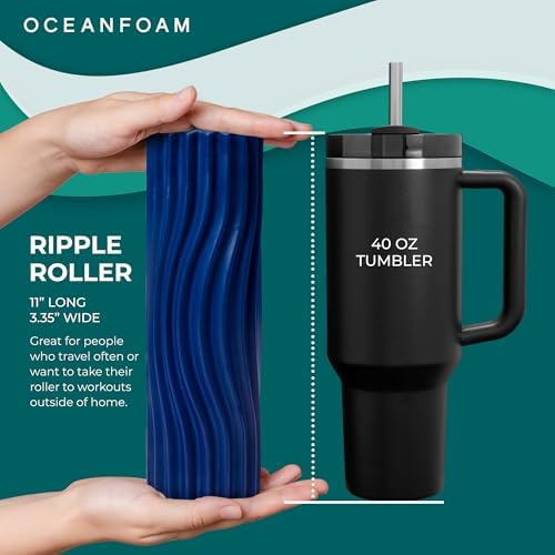Oceanfoam Ripple Roller Small Foam Roller for Physical Therapy (Royal Blue)