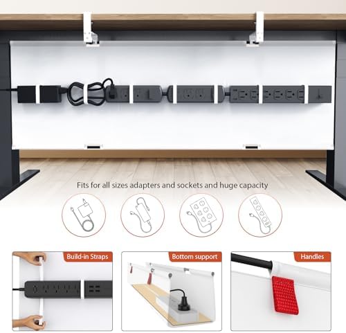 Univivi No Drill Under Desk Cable Management Tray, 48 inch Cable Management