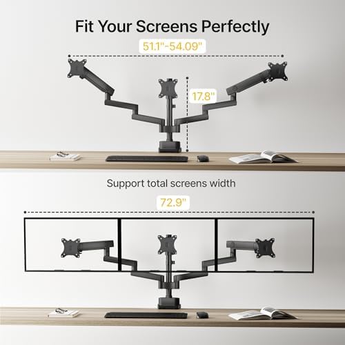 monTEK Triple Monitor Mount for 13"-27" Screens, Max 19.8 lbs Each Arm