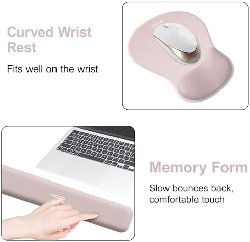 MOSISO Wrist Rest Support for Mouse Pad & Keyboard Set, Apricot