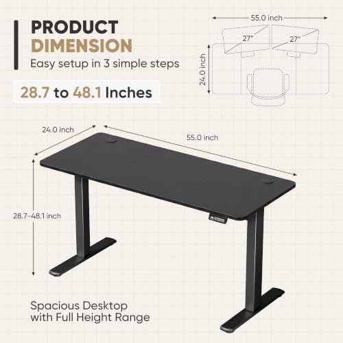 Furmax 55 Inches Electric Height Adjustable Standing Desk Home Office Desk