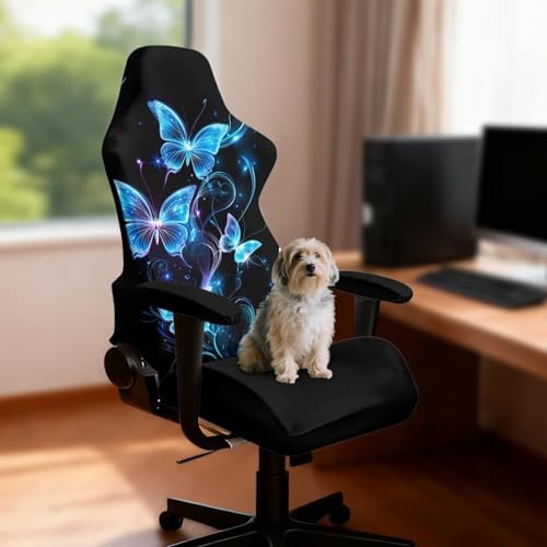 Butterfly Gaming Chair Covers Anti-Slip Gamer Chair Seat Cover Stretch Fit Office Computer Armchair Slipcover for Reclining Racing Gaming Chairs