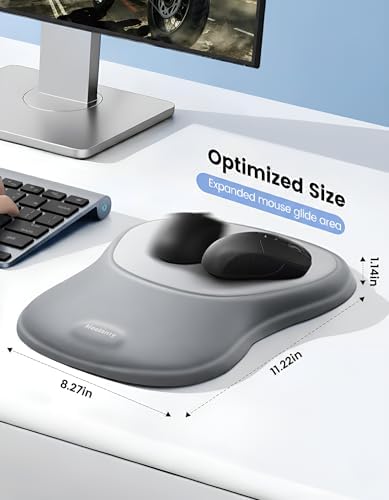 Meatanty Mouse Pad with Wrist Rest, Ergonomic Mouse Wrist Support, Desk Mouse Mat Computer Accessories, Soft Memory Foam Palm Hand Pain Relief, Non-Slip Laptop Cushion, Office Home Gaming School-Gray