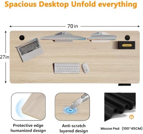 Hmimi 71'' ×28'' Large Height Adjustable Electric Standing Desk