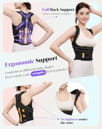 Posture Corrector for Women and Men, 5x Enhanced Support Back Brace, Large