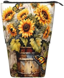 Sunflowers Butterfly Flowers Standing Pencil Case