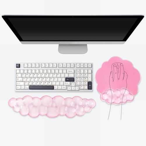 Pink Cloud Gel Wrist Rest for Keyboard and Mouse - Ergonomic Mouse Pad