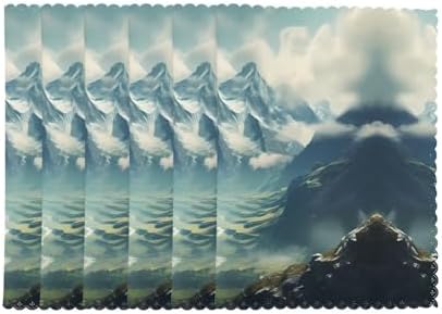 The Stretching Alps Prints Placemats Set of 6 12x18in - Durable Table Layers with Heat-Resistant & Wrinkle-Free Polyester