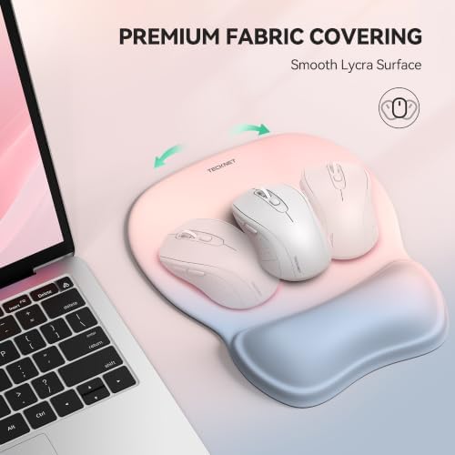 TECKNET Gel Ergonomic Mouse Pad with Wrist Rest, Non-Slip PU Base, Rainbow
