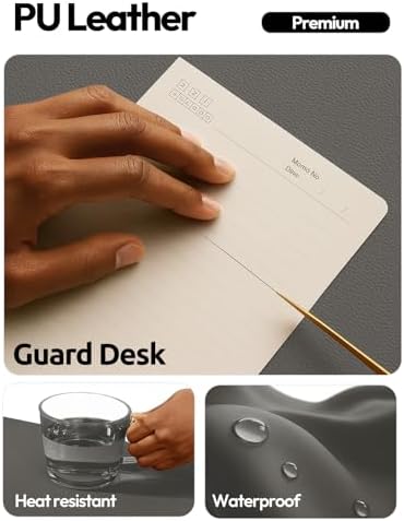 YSAGi Leather Desk Protector, Office Mat, Large Mouse Mat, Non-Slip PU Leather Blotter, Laptop Desk Pad, Waterproof Writing Pad for Office and Home (Dark Grey, 47.2" x 23.6")