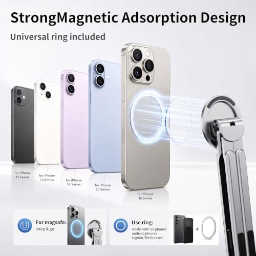 Portable Laptop Stand, 3-in-1 Magnetic Foldable Adjustable, for Desk（White）