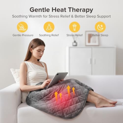 Weighted Heating Pad 7lbs, Heated Blanket for Back & Period Cramps 25"x30"